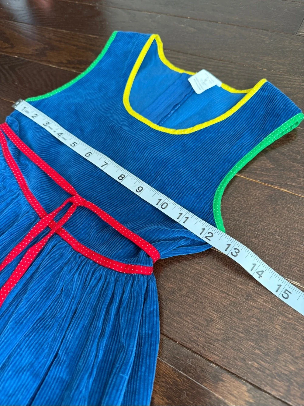 Girls Vintage Blue Velvet Apple Appliqué Dress with White PeterPan Collar Blouse